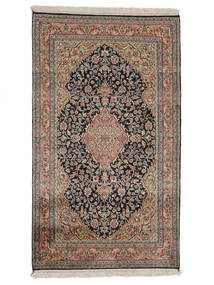  80X138 Kashmir Pure Silk Rug Brown/Black India Carpetvista