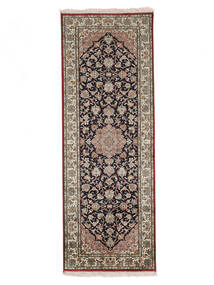 Kashmir Ren Silke Teppe 64X176Løpere Brun/Svart Silke, India Carpetvista
