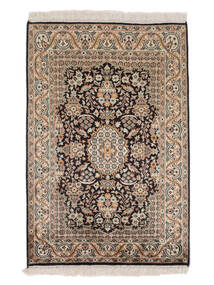 64X96 絨毯 オリエンタル カシミール ピュア シルク 茶色/ブラック (絹, インド) Carpetvista