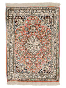 61X102 絨毯 オリエンタル カシミール ピュア シルク 茶色/オレンジ (絹, インド) Carpetvista