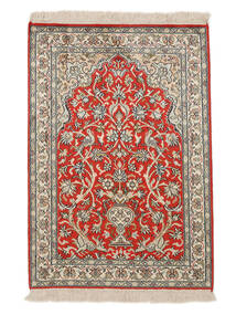 64X93 絨毯 オリエンタル カシミール ピュア シルク ベージュ/茶色 (絹, インド) Carpetvista