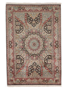 絨毯 カシミール ピュア シルク 127X185 茶色/ダークレッド (絹, インド)