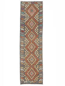  Orientalsk Kelim Afghan Old Style Teppe 80X296Løpere Brun/Mørk Gul Ull, Afghanistan Carpetvista
