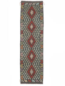  79X295 Kelim Afghan Old Style Matot Käytävämatto Matto Musta/Tummanvihreä Afganistan Carpetvista
