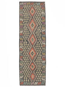  Orientalsk Kelim Afghan Old Style Teppe 94X301Løpere Brun/Svart Ull, Afghanistan Carpetvista