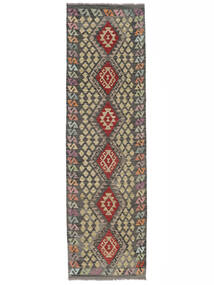  85X294 Kelim Afghan Old Style Matot Käytävämatto Matto Musta/Ruskea Afganistan Carpetvista