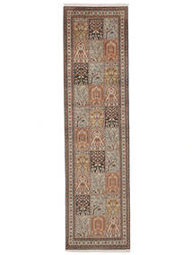 81X301 絨毯 オリエンタル カシミール ピュア シルク 廊下 カーペット 茶色 (絹, インド) Carpetvista