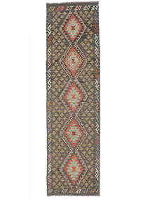 83X301 Kelim Afghan Old Stil Teppich Orientalischer Läufer Braun/Schwarz (Wolle, Afghanistan) Carpetvista