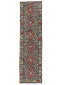 81X298 Kelim Afghan Old Stil Teppich Orientalischer Läufer Braun/Schwarz (Wolle, Afghanistan) Carpetvista