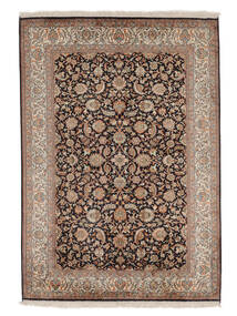  Kashmir Pure Silk Rug 126X182 Silk Brown/Black Small Carpetvista