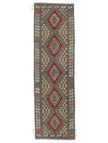 88X300 絨毯 オリエンタル キリム アフガン オールド スタイル 廊下 カーペット 茶色/ブラック (ウール, アフガニスタン) Carpetvista