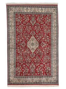 Kashmir Äkta Silke Matta 123X189 Mörkröd/Brun Silke, Indien Carpetvista