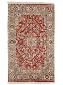 95X155 Kashmir Ren Silke Teppe Orientalsk Brun/Mørk Rød (Silke, India) Carpetvista