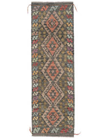 Kelim Afghan Old Stil Teppich 61X193 Läufer Schwarz/Braun Wolle, Afghanistan Carpetvista
