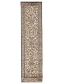  Oriental Kashmir Pure Silk Rug 82X308 Runner
 Brown/Black Silk, India Carpetvista