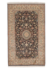 96X158 Kashmir Ren Silke Teppe Orientalsk Brun/Svart (Silke, India) Carpetvista