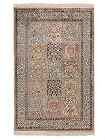 96X151 Kashmir Pure Silke Tæppe Orientalsk Brun/Mørkegrå (Silke, Indien) Carpetvista