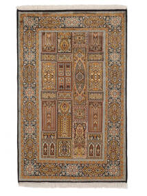 絨毯 オリエンタル カシミール ピュア シルク 95X150 茶色/ブラック (絹, インド)