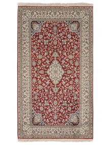 93X160 Kashmir Pure Silk Rug Oriental Brown/Dark Red (Silk, India) Carpetvista