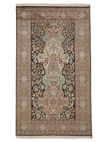 93X161 絨毯 カシミール ピュア シルク オリエンタル 茶色/ブラック (絹, インド) Carpetvista