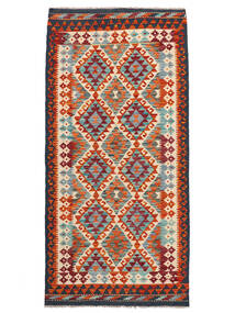  Kelim Afghan Old Style Matot 103X214 Tummanpunainen/Musta Carpetvista