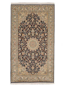 91X163 Kashmir Pure Silk Rug Oriental Brown/Black (Silk, India) Carpetvista