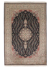  Kashmir Pure Silk Rug 126X183 Silk Brown/Black Small Carpetvista