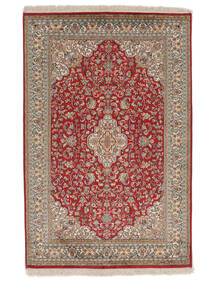 99X150 Kashmir Ren Silke Teppe Orientalsk Mørk Rød/Brun (Silke, India) Carpetvista