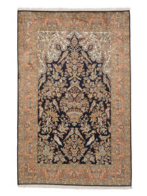  124X190 Kashmir Pure Silk Rug Brown/Black India Carpetvista