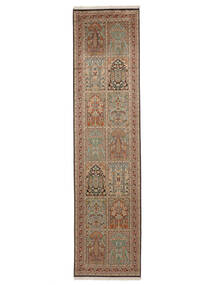  Orientalischer Kaschmir Reine Seide Teppich 79X320 Läufer Braun Seide, Indien Carpetvista