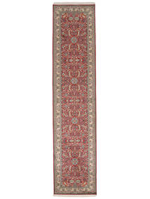 絨毯 カシミール ピュア シルク 85X371 廊下 カーペット 茶色/ダークレッド (絹, インド)