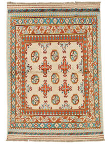 106X141 Afghan Fine Teppich Orientalischer Braun/Orange (Wolle, Afghanistan) Carpetvista