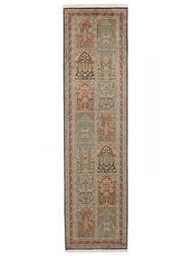 Oriental Kashmir Pure Silk Rug 82X309 Runner
 Brown Silk, India Carpetvista