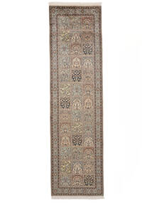 81X293 絨毯 オリエンタル カシミール ピュア シルク 廊下 カーペット 茶色/ブラック (絹, インド) Carpetvista
