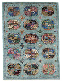 絨毯 Shabargan 149X206 グリーン/ダークターコイズ (ウール, アフガニスタン)
