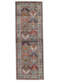 89X253 絨毯 Shabargan モダン 廊下 カーペット ダークグレー/ダークレッド (ウール, アフガニスタン) Carpetvista
