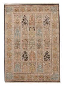 156X219 Kashmir Pure Silk Rug Oriental Brown/Orange (Silk, India) Carpetvista