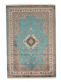 Kashmir Pure Silk Rug 173X252 Brown/Dark Teal Silk, India Carpetvista