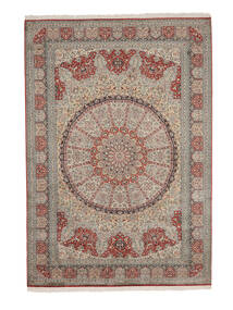 175X253 絨毯 カシミール ピュア シルク オリエンタル 茶色/ダークグレー (絹, インド) Carpetvista