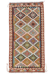 99X197 絨毯 キリム アフガン オールド スタイル オリエンタル 茶色/ダークレッド (ウール, アフガニスタン) Carpetvista