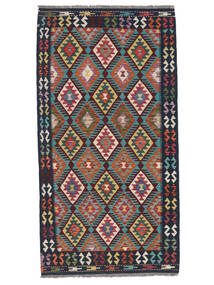 104X198 Kelim Afghan Old Style Teppe Orientalsk Svart/Mørk Rød (Ull, Afghanistan)
