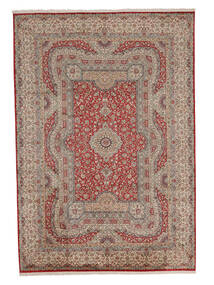 218X316 絨毯 オリエンタル カシミール ピュア シルク 茶色/ダークレッド (絹, インド) Carpetvista