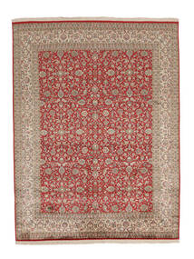  197X260 Kashmir Pure Silk Rug Brown/Dark Red India Carpetvista