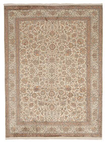 246X336 Kashmir Pure Silk Rug Oriental Brown/Beige (Silk, India) Carpetvista