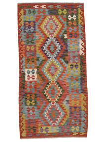  Orientalischer Kelim Afghan Old Stil Teppich 100X198 Dunkelrot/Braun Wolle, Afghanistan Carpetvista