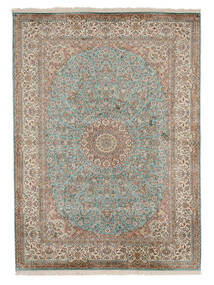 Kashmir Pure Silke Tæppe 157X220 Brun/Mørkegrøn Silke, Indien Carpetvista