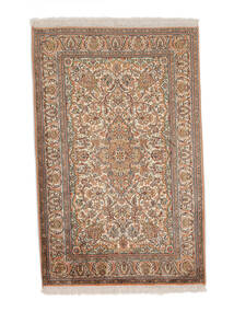 絨毯 オリエンタル カシミール ピュア シルク 80X124 茶色/ベージュ (絹, インド)