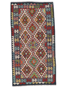 Kelim Afghan Old Style Teppe 106X204 Svart/Mørk Rød Ull, Afghanistan Carpetvista