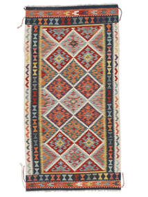 102X201 Kelim Afghan Old Style Teppe Orientalsk Svart/Brun (Ull, Afghanistan) Carpetvista