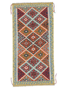 94X192 Kelim Afghan Old Style Teppe Orientalsk Løpere Svart/Mørk Rød (Ull, Afghanistan) Carpetvista